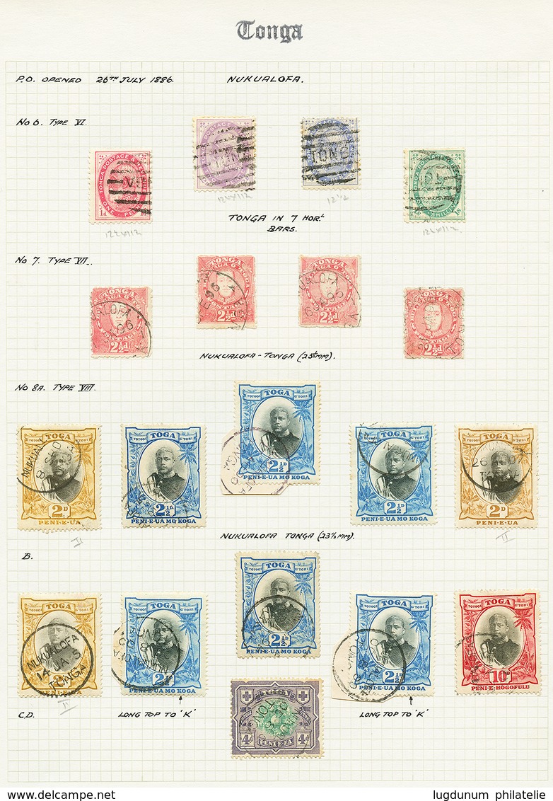 1119 TONGA - Study Of Cancelations : Collection Of 172 Classic Stamps On Exhibition Pages With Small P.O, Maritime & FOR - Autres & Non Classés