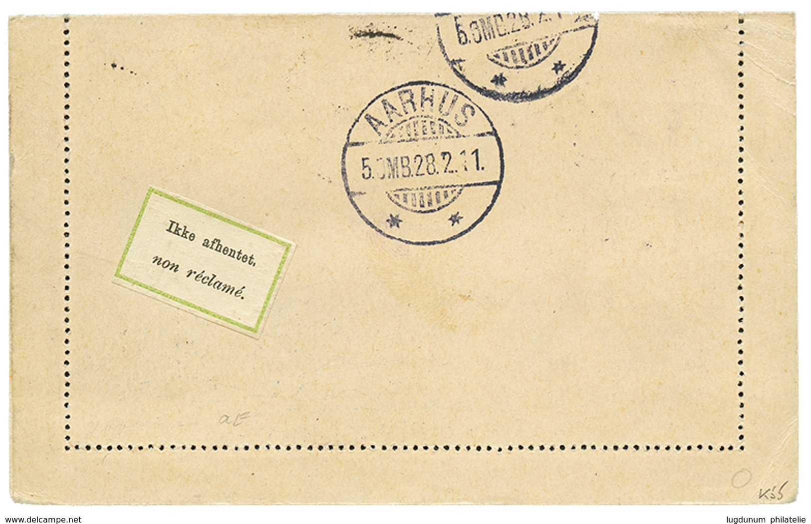 1159 1911 French P.O PORT-SAID Postal Stationery Overprint TAXE REDUITE 0f10 Canc. PORT-SAID EGYPTE To DENMARK Redirecte - Altri & Non Classificati