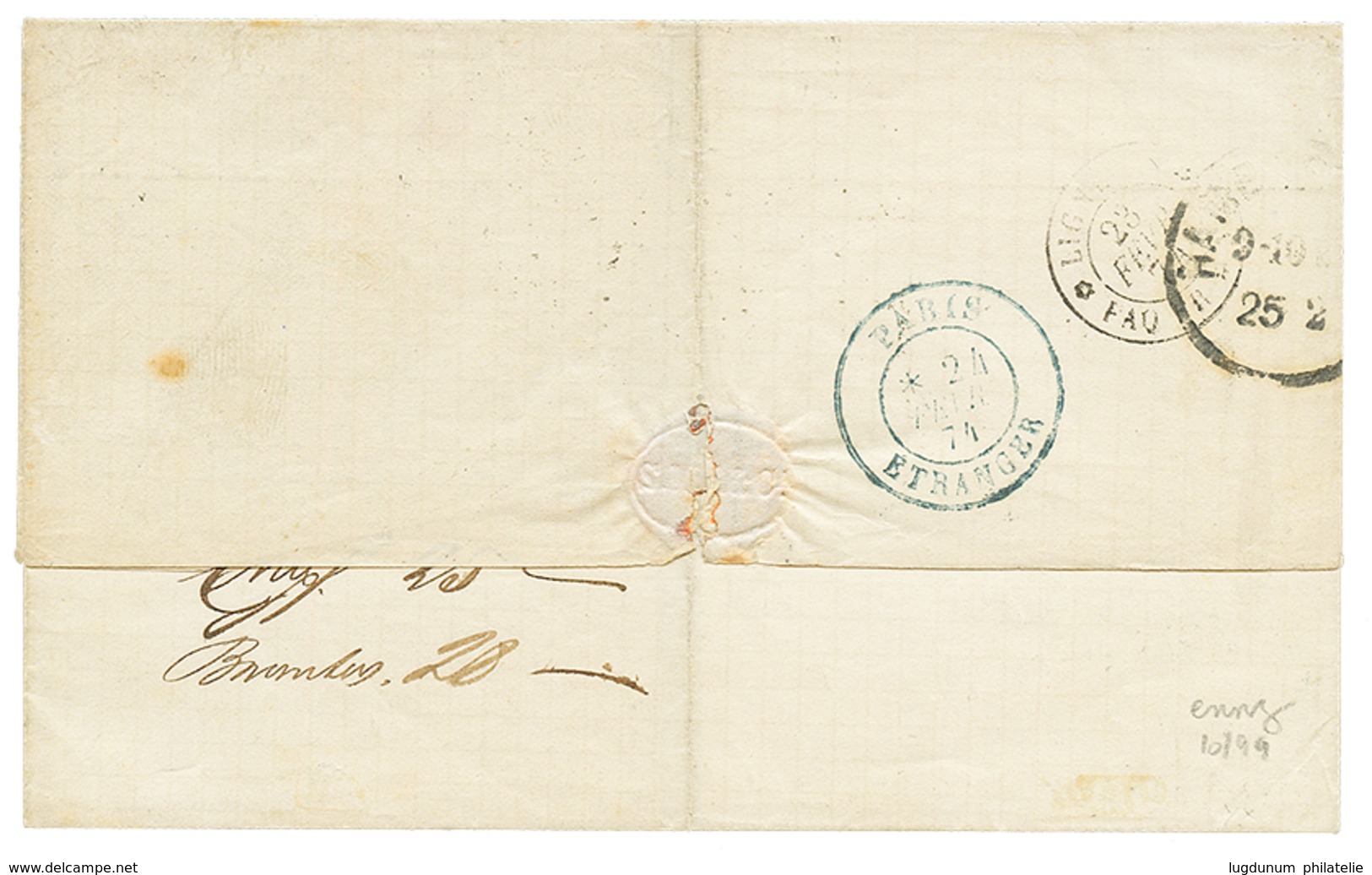 1195 VENEZUELA - French Mail : 1874 FRANCE 40c(x3) With 2 Different Shades Canc. ANCHOR + LA GUAYRA On Cover To HAMBURG. - Venezuela