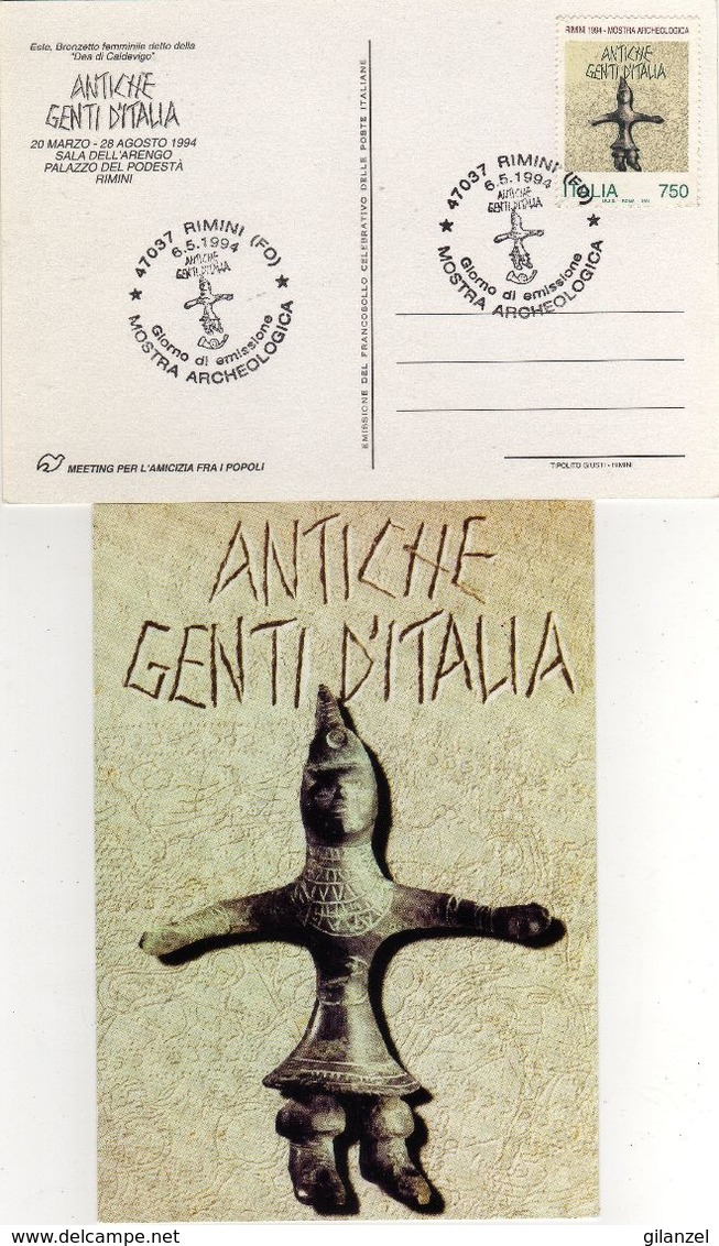 Italia 1994 Rimini Mostra Archeologica ANTICHE GENTI D'ITALIA Annullo FDC Cartolina Dedicata - Archeologia