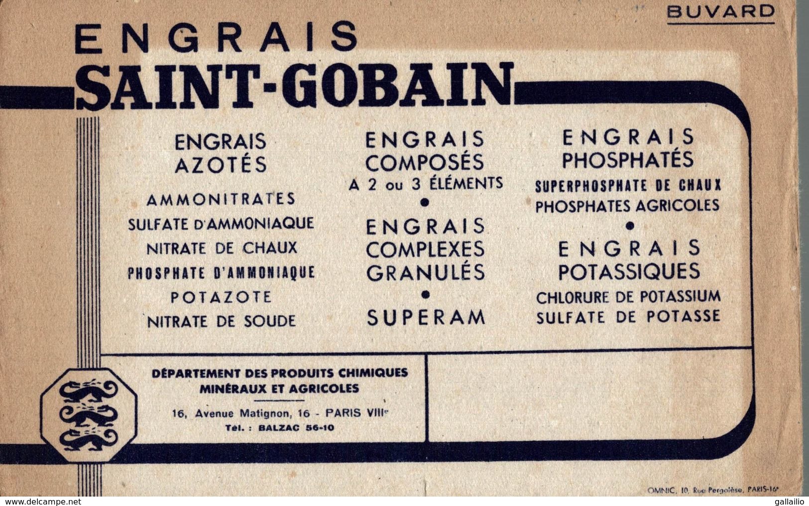 BUVARD ENGRAIS SAINT GOBAIN - Agriculture