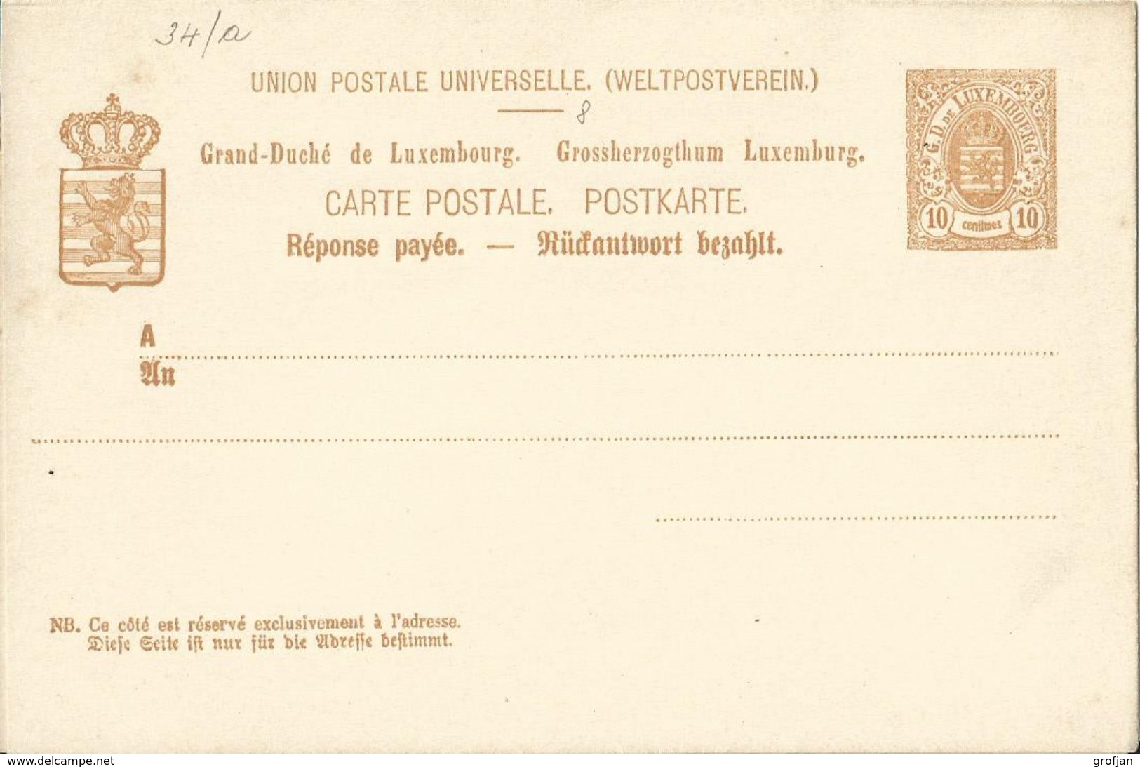 Carte Correspondance - Entier Postal - Korrespondezkarte - Stationery - No. 34 Carte Double - Servizio