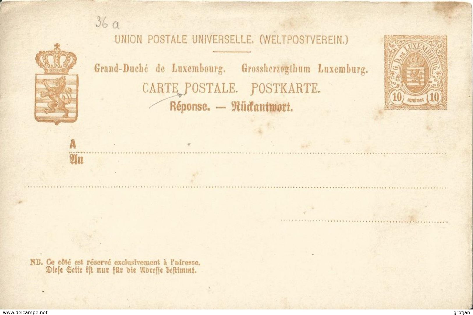 Carte Correspondance - Entier Postal - Korrespondezkarte - Stationery - No. 36 Réponse Carte Double - Servizio