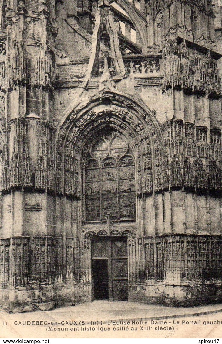 CPA CAUDEBEC EN CAUX - L'EGLISE NOTRE DAME - LE PORTAIL GAUCHE - Caudebec-en-Caux