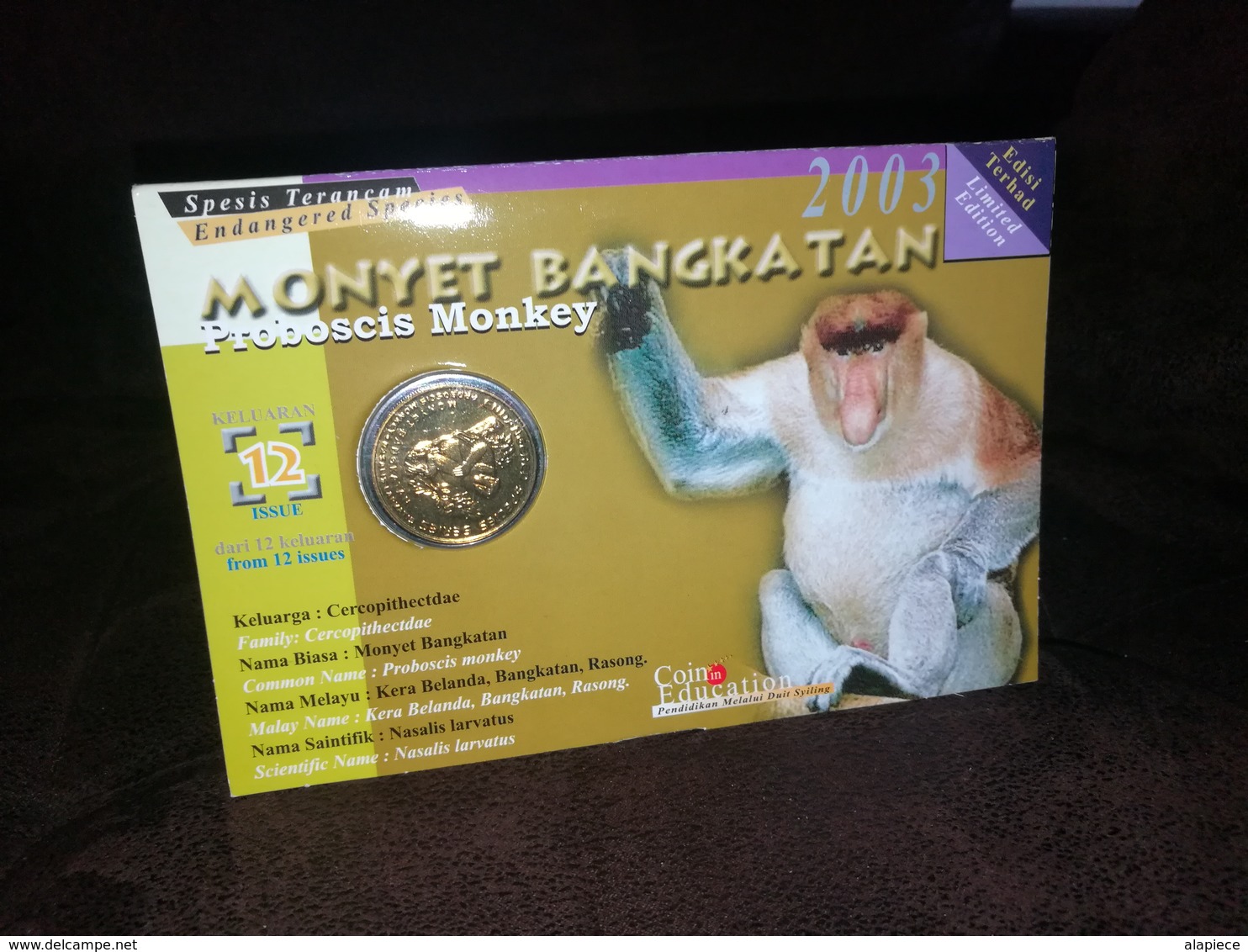 Malaysie - 25 Sen 2003 (RARE - Proboscis Monkey - In Folder Bank - 100,000 Ex.) - Malasia
