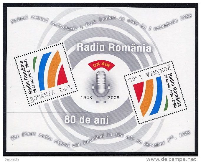 ROMANIA 2008 Radio Romania Anniversary Block MNH / **.  Michel Block 439 - Neufs
