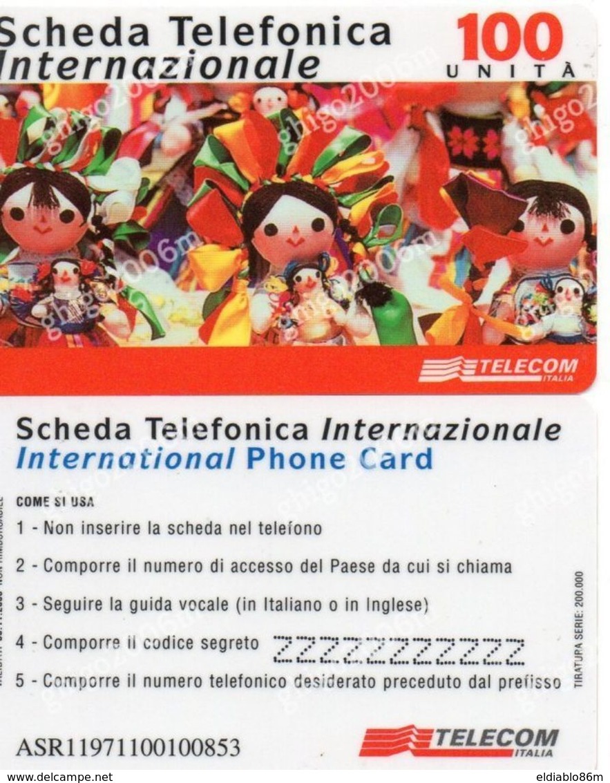TELECOM ITALIA - SCHEDA TELEFONICA INTERNAZIONALE - TEST CARD - PIN ZZZZZZ - NON CATALOGATA - *RRRR* - Tests & Service