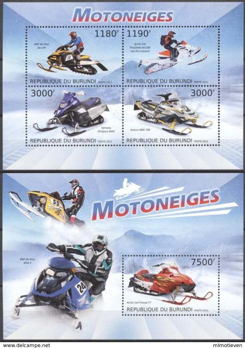 MSP-BK21-036 MINT ¤ BURUNDI 2012 KOMPL. SET (SHEET AND BLOCK) ¤ MOTONEIGES - Motorbikes
