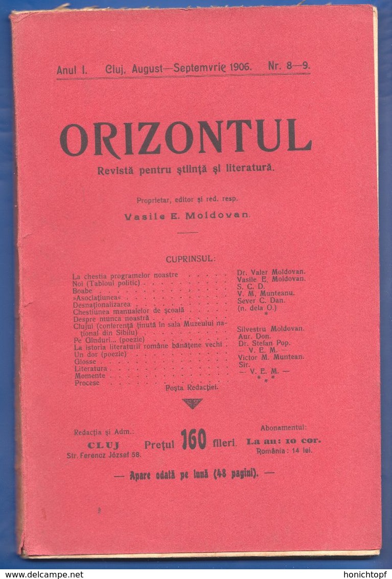 Rumänien; Romania; Revista Orizontul Nr 8-9 1906 - Zeitungen & Zeitschriften