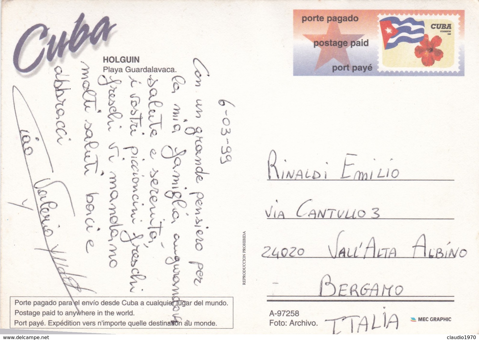 CARTOLINA - POSTCARD - CUBA - HOLGUIN - PLAYA GUARDALAVACA - Altri & Non Classificati