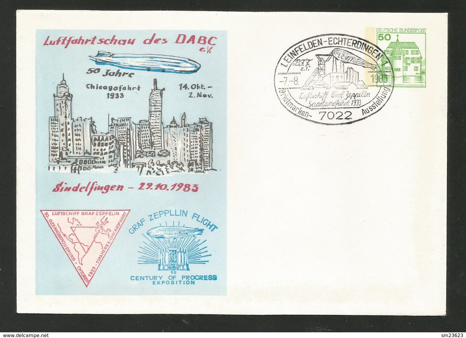 Deutschland / BRD  1980  Mi.Nr. 1038, Ganzsache Brief - SS Leinfelden-Echterdingen -7.-8.1983 - Gestempelt / Used / (o) - Buste - Usati