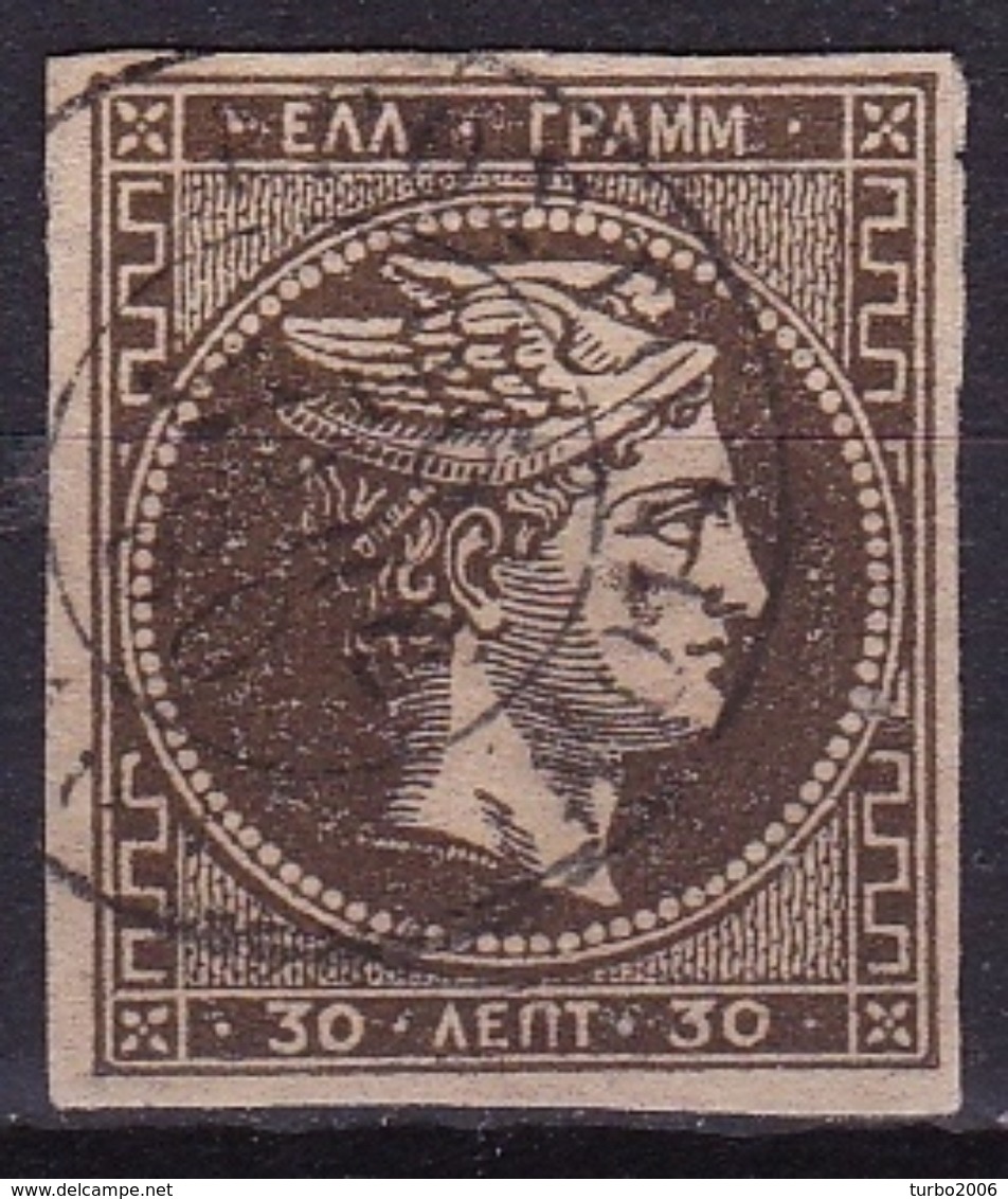 GREECE 1876 Large Hermes Head Athens Print 30 L Brown Thin Paper Vl. 59 F - Gebruikt