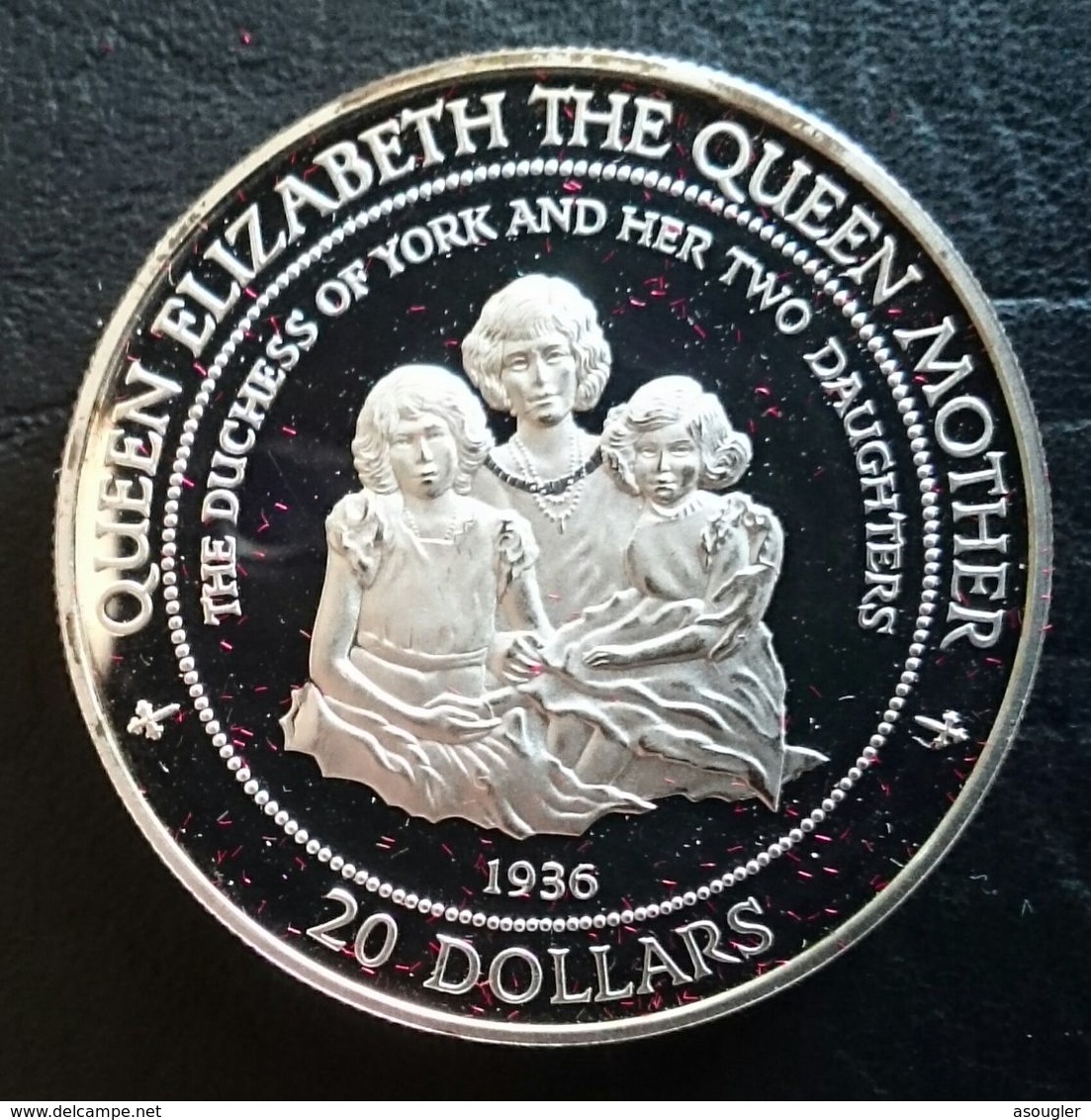 COOK ISLANDS 20 DOLLARS 1994 SILVER PROOF "Queen Mother And Daughters" (free Shipping Via Registered Air Mail) - Cook