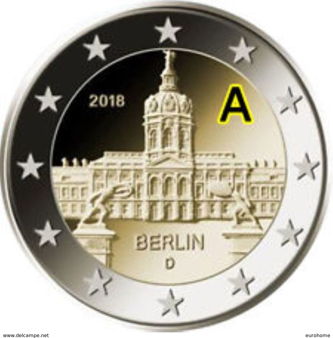 Duitsland 2018  2 Euro Commemo  Letter A Atelier A    Berlijn  Schloss Charlottenburg  UNC Uit De Rol  UNC Du Rouleaux - Germania