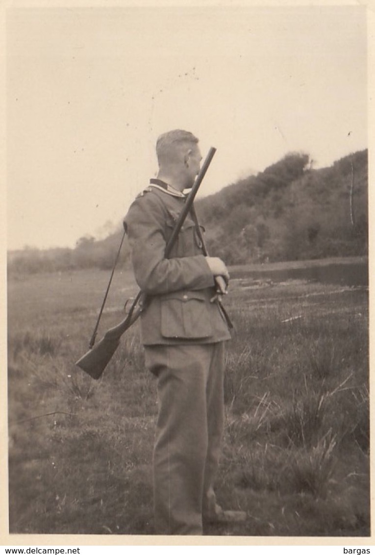 Photo Guerre Militaire Allemand Avec Un Fusil De Chasse - Guerre, Militaire