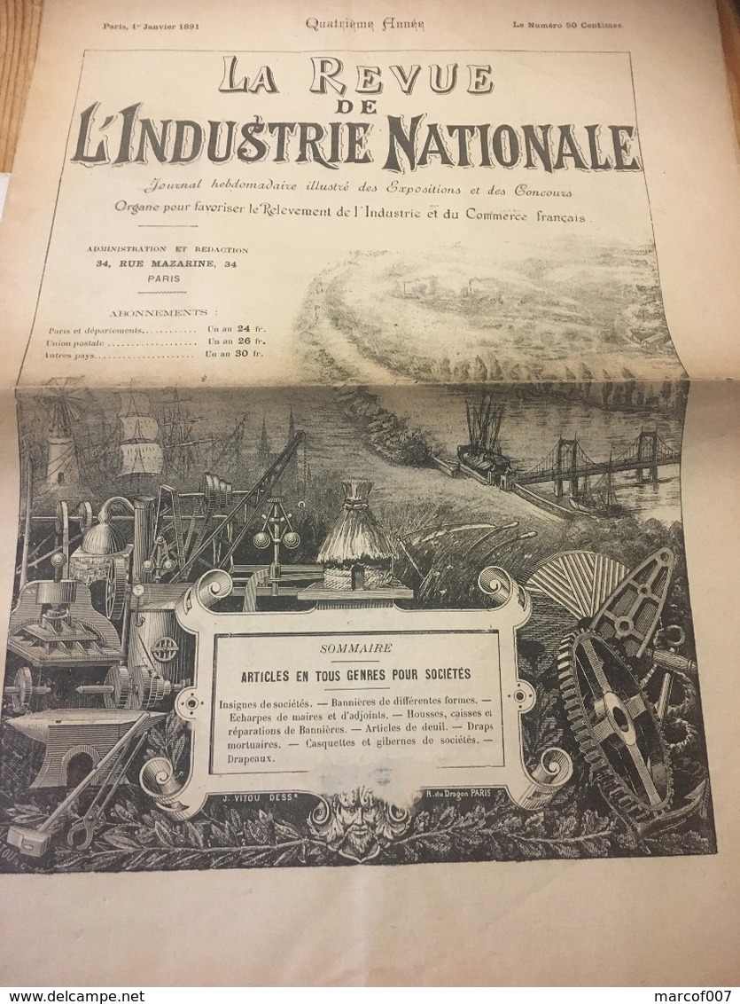 Journal La Revue De L Industrie Nationale 01/01/1891 - 1850 - 1899