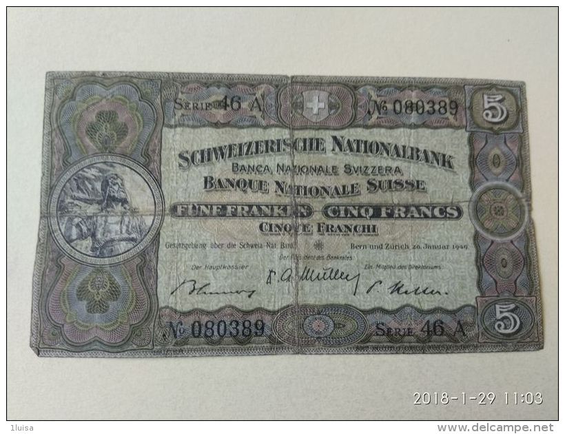 5 Francs 1949 - Suisse