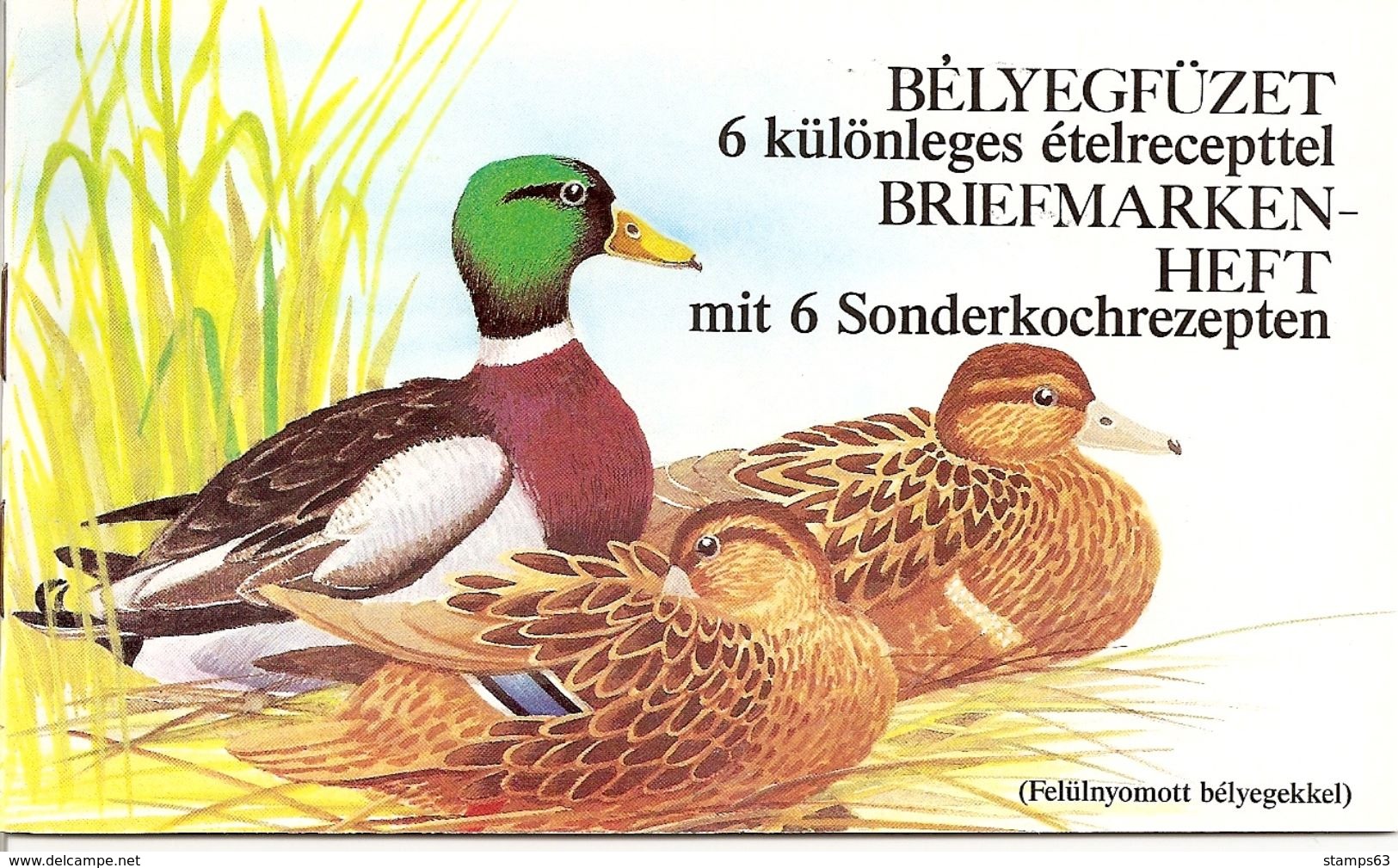 HUNGARY, Booklet 7/8, 1989, Ducks (with Recipes), With Overprint - Libretti