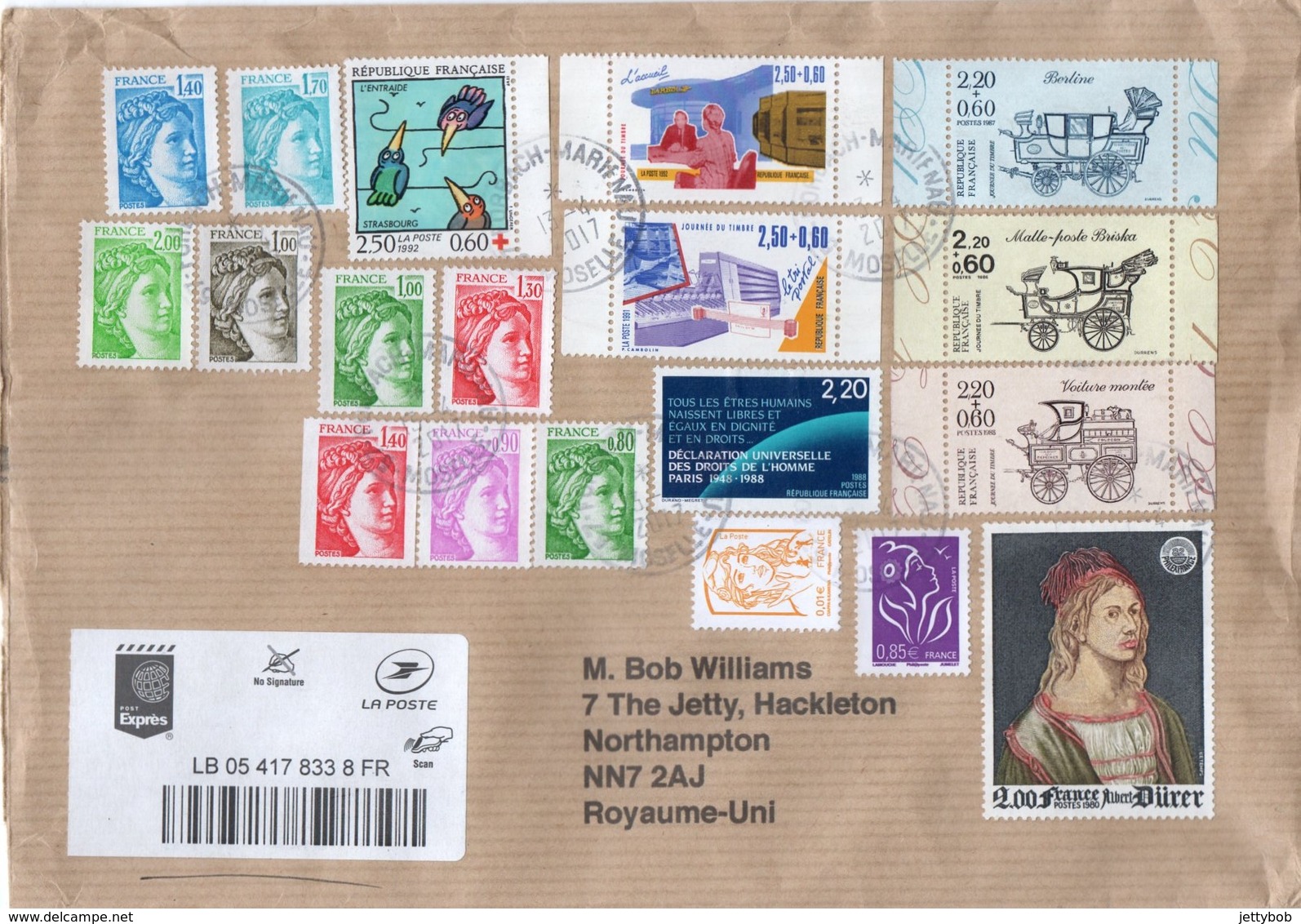 FRANCE Cover To UK With Variety Of Stamps From Late 1970s To 1990s Posted 13.04.2017 - Other & Unclassified