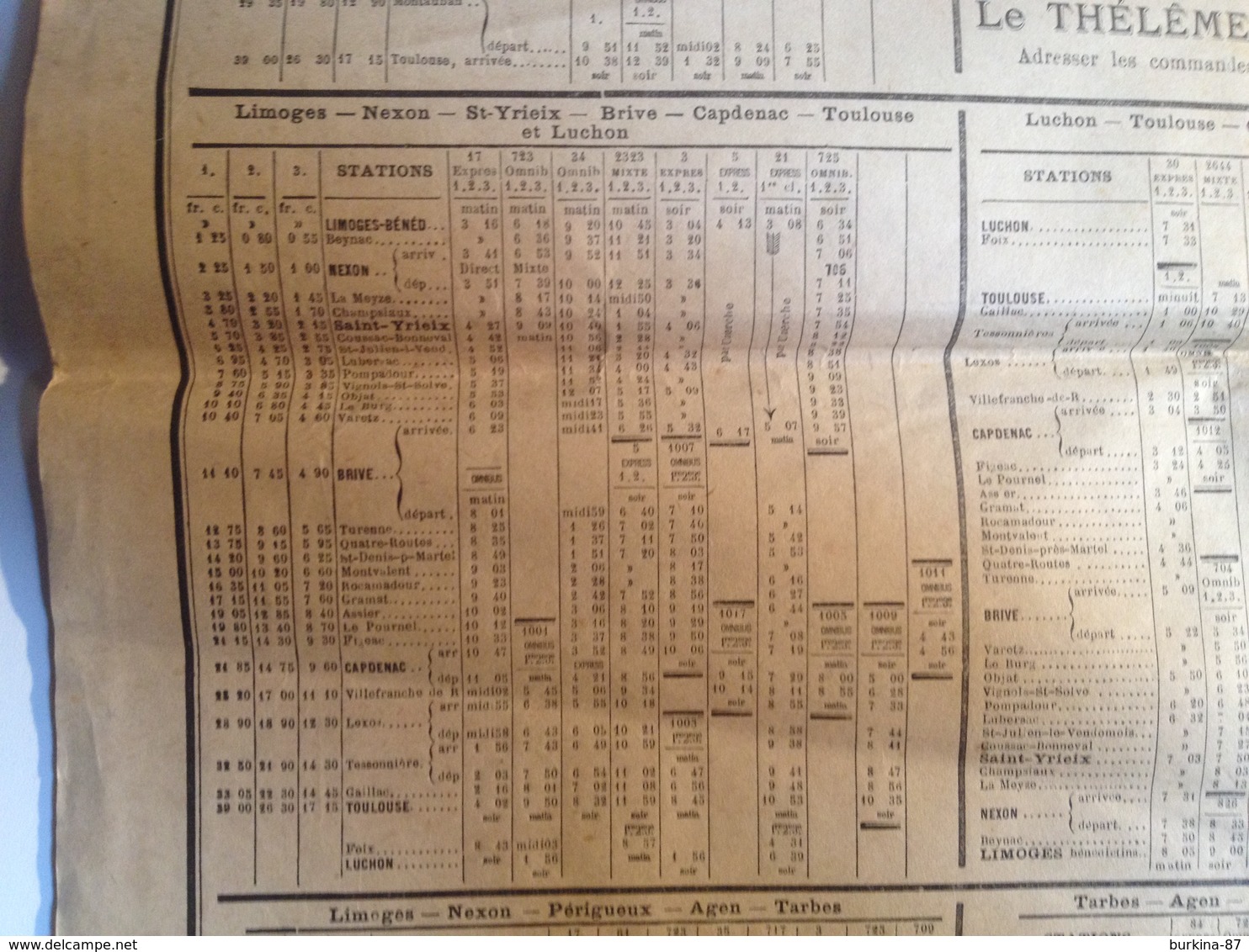 CARTE, POSTER, Marche Des Trains , 1894, Au Départ De Limoges - Europe