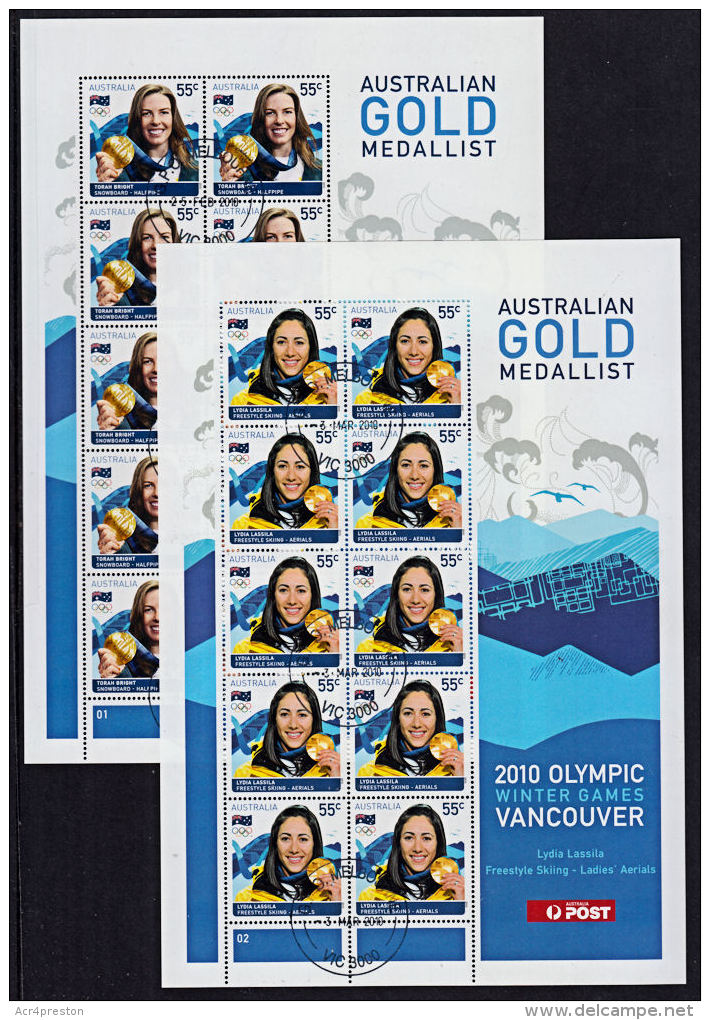 H0093 AUSTRALIA 2010, Australian Gold Medallists, Winter Olympics, Fine Used Sheets - Used Stamps