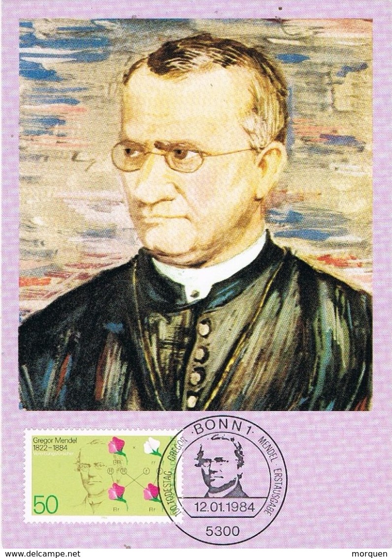 27309. Tarjeta Maxima BONN (Alemania Federal)  1984. Gregor MENDEL, Genetica, Leyes - Otros & Sin Clasificación