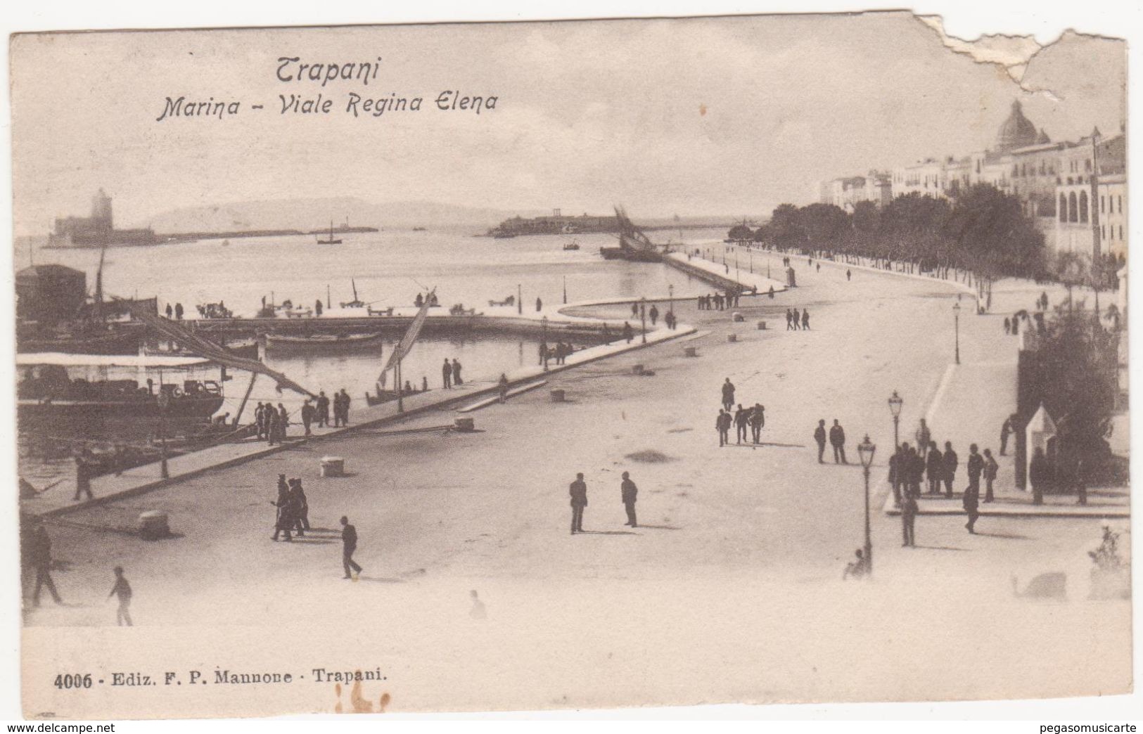 A157  TRAPANI MARINA VIALE REGINA ELENA ANIMATISSIMA 1910 CIRCA - Trapani