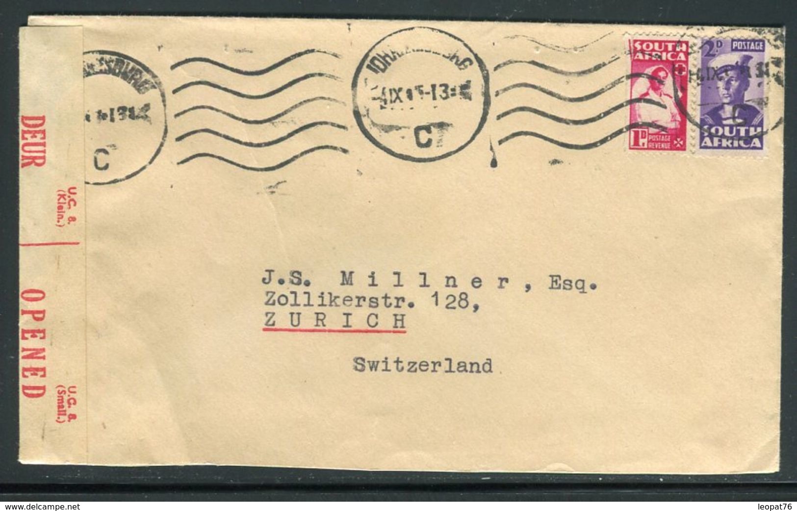 Afrique Du Sud - Enveloppe De Johannesburg Pour La Suisse Avec Contrôle Postal- Ref J 103 - Brieven En Documenten