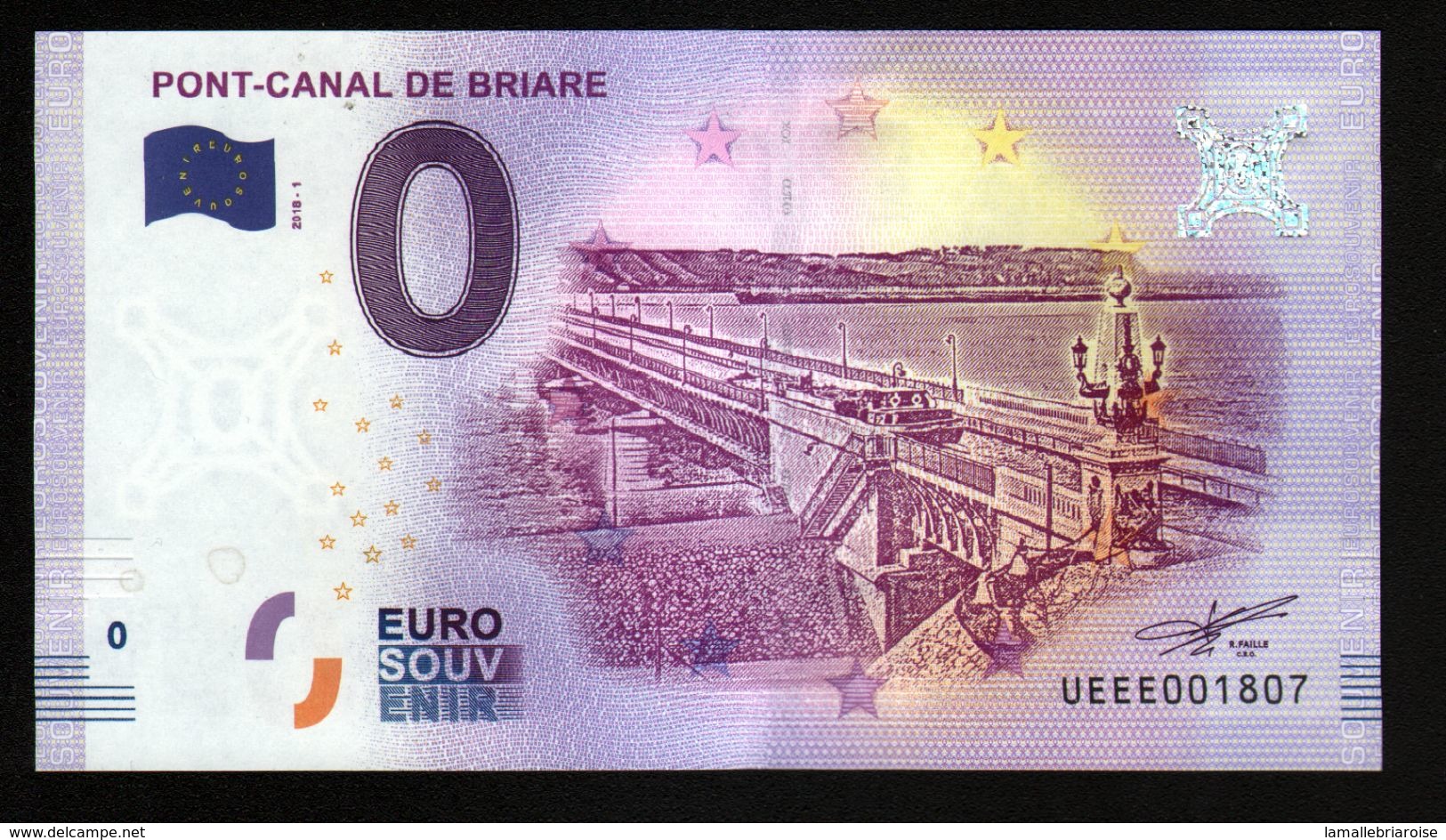 France - Billet Touristique 0 Euro 2018 N° 1807 , Date D'anniversaire  (UEEE001807/5000) - PONT-CANAL DE BRIARE - Pruebas Privadas