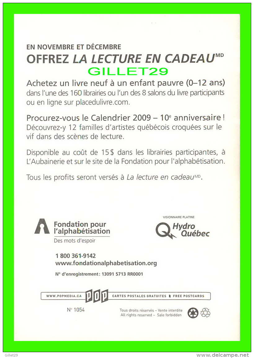 ADVERTISING - PUBLICITÉ - FONDATION POUR L'ALPHABÉTISATION, 2009  - OFFREZ LA LECTURE EN CADEAU - - Pubblicitari