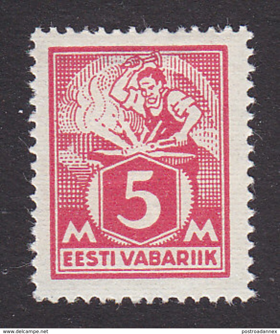 Estonia, Scott #70, Mint Hinged, Blacksmith, Issued 1922 - Estland