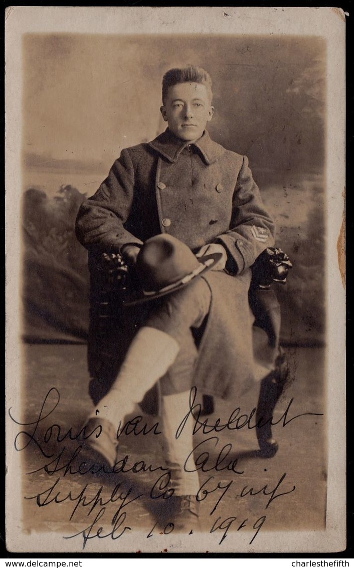 1919 OLD PHOTOCARD SENT FROM WAR RETURNED AMERICAN SOLDIER TO HIS GIRLFRIEND IN BELGIUM - VAN MELDERT - Guerre 1914-18