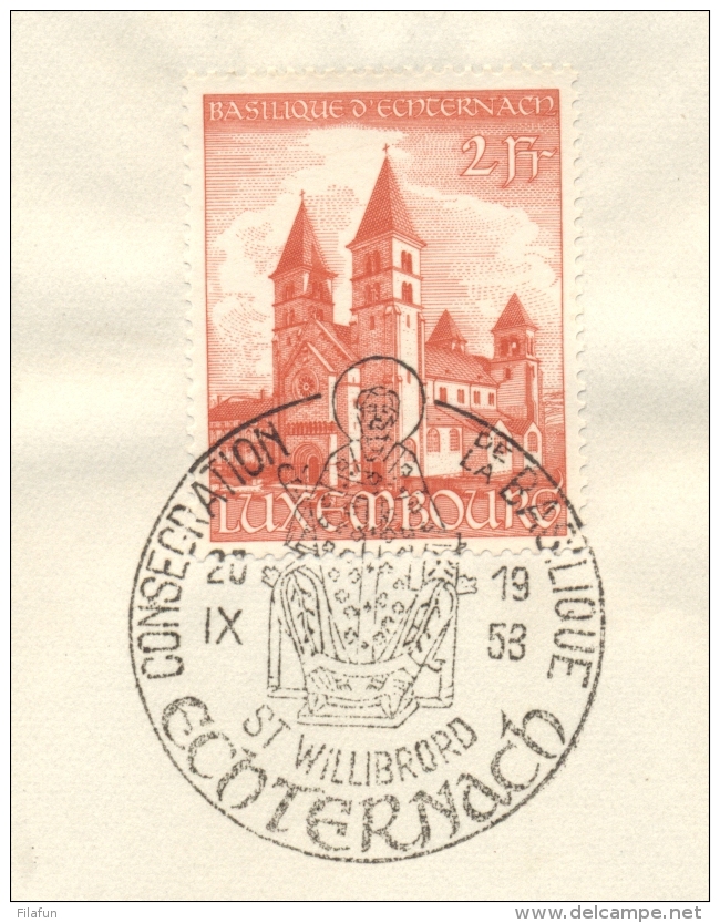 Luxembourg - 1953 - Basilique D'Echternach On Piece With Special Cancel - Brieven En Documenten