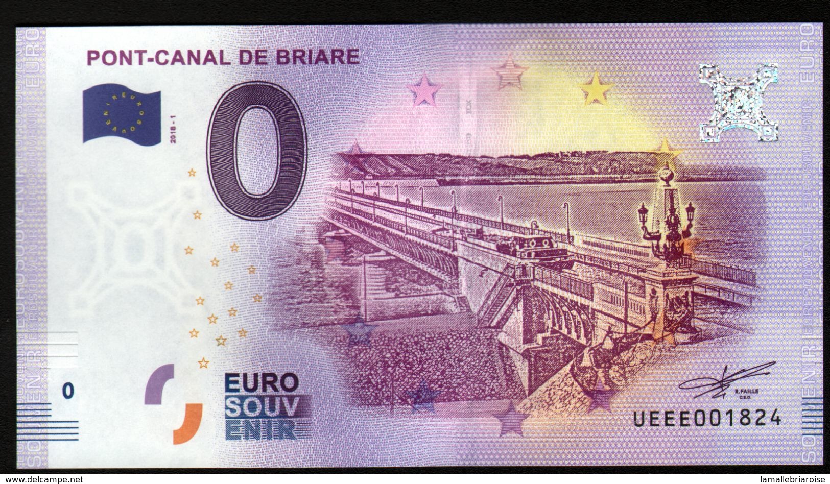 France - Billet Touristique 0 Euro 2018 N° 1824 (UEEE001824/5000) - PONT-CANAL DE BRIARE - Pruebas Privadas