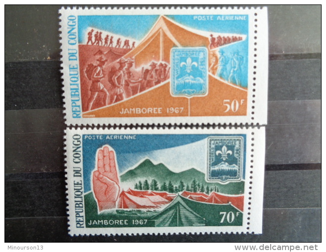 CONGO 1967 Y&amp;T  P.A. N° 60 &amp; 61 ** - JAMBOREE MONDIAL D' IDAHO - Neufs