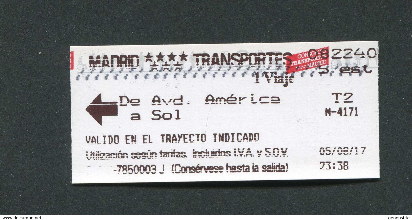 Ticket De Métro Madrid - Billet De Transport - Espagne - Europa
