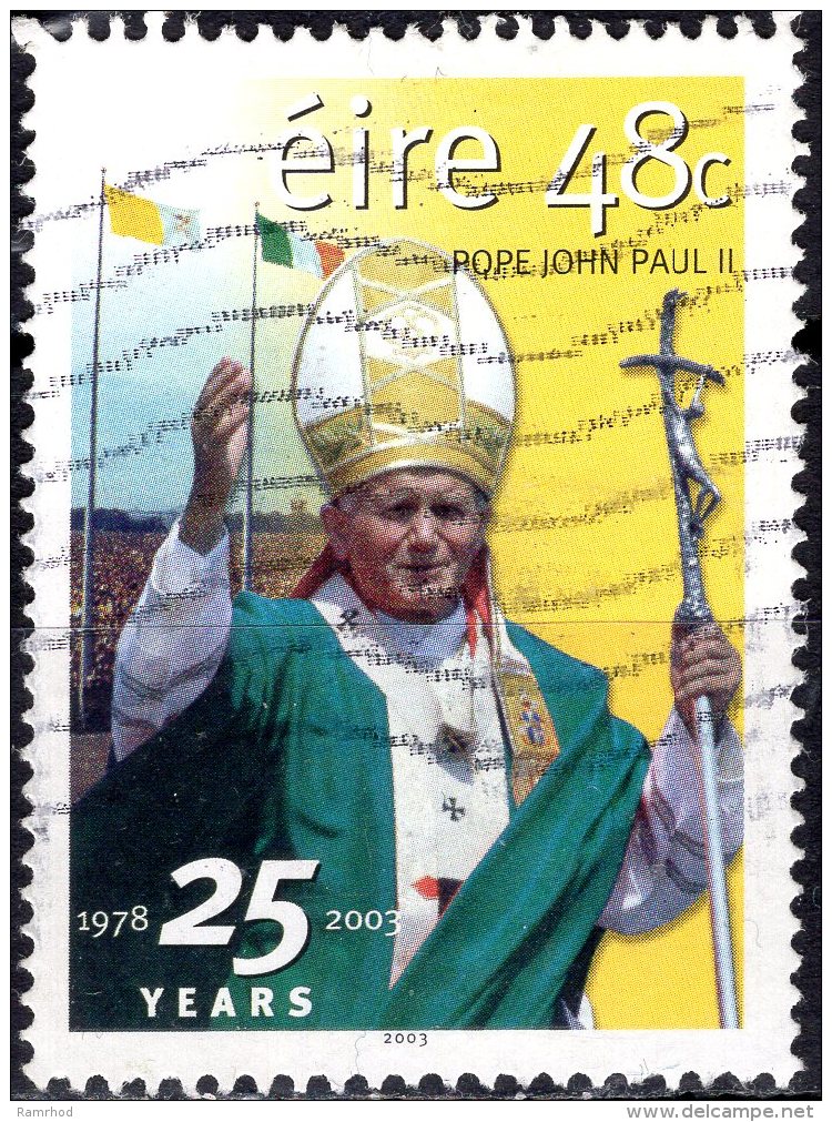 IRELAND 2003 25th Anniv Of The Election Of Pope John Paul II - 48c Pope JohnPaul II FU - Usati