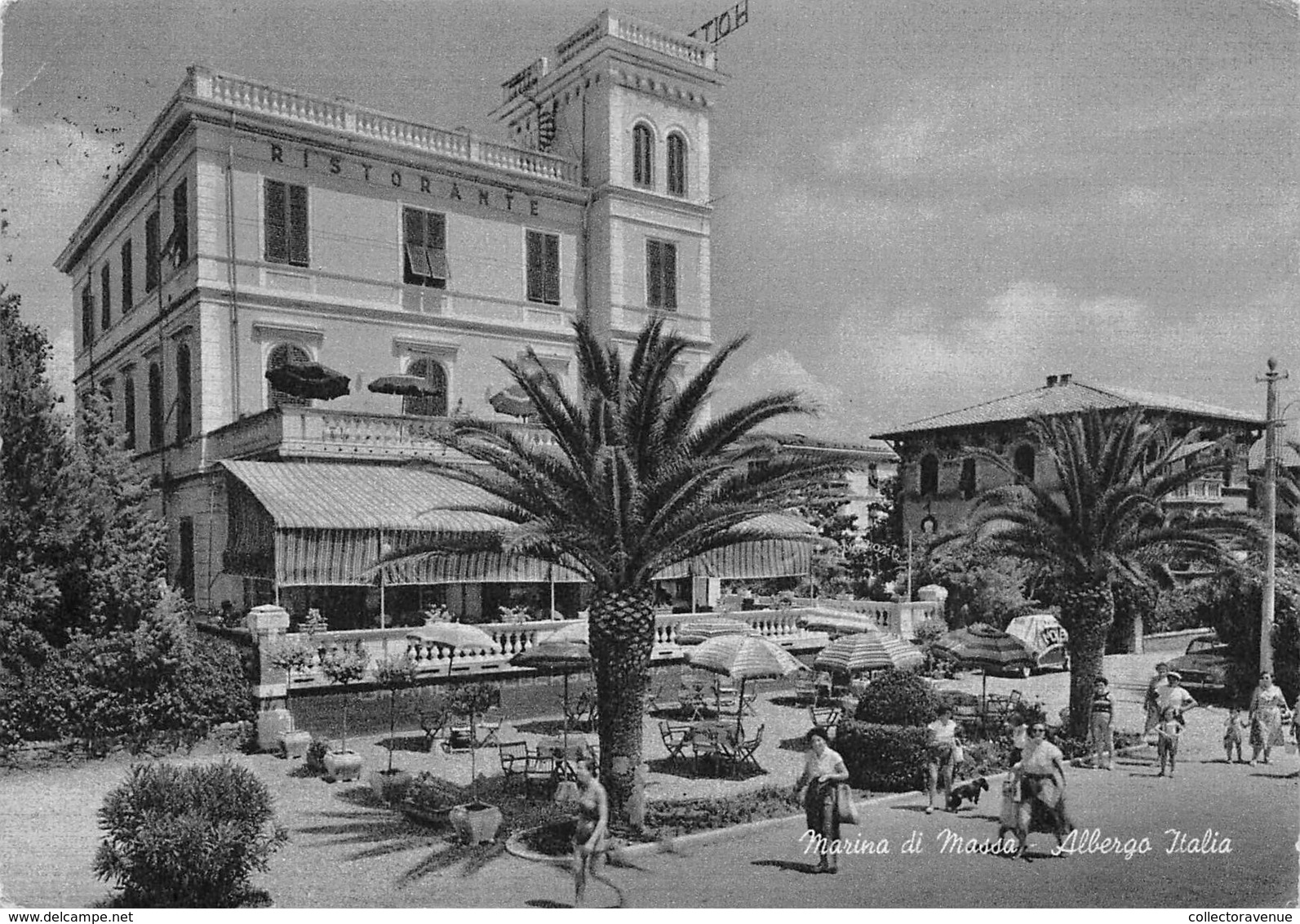 Cartolina Marina Di Massa Albergo Italia 1958 Animata - Massa