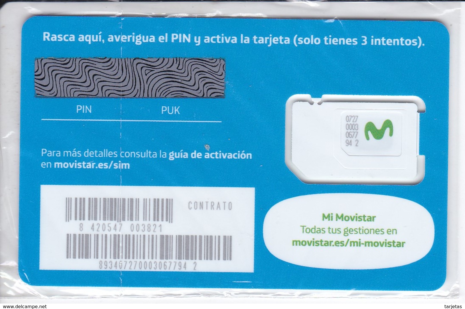 GSMT-253 TARJETA GSM-SIM DE MOVISTAR  CONTRATO    (NUEVA-MINT) - Telefonica