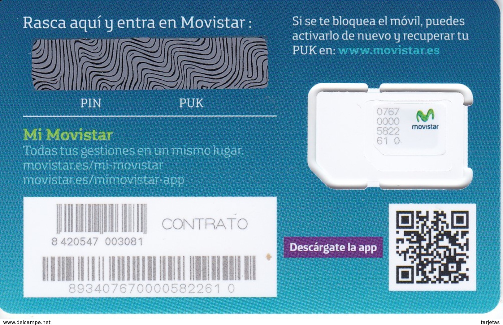 GSMT-248 TARJETA GSM-SIM DE MOVISTAR  -CONTRATO- VIVE MAS TU MOVIL   (NUEVA-MINT) - Telefonica