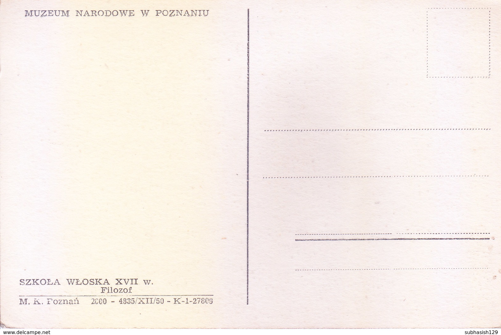 POLAND : OLD BLACK & WHITE PICTURE POST CARD : PAINTINGS AT NARODOWE MUSEUM : SZEKOLA WLOSKA XVII - Poland