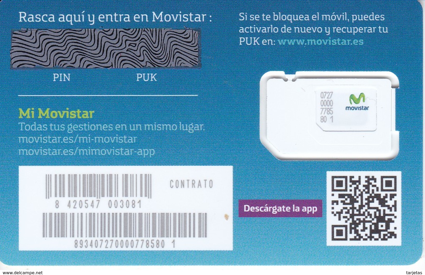 GSMT-244 TARJETA GSM-SIM DE MOVISTAR  -CONTRATO- VIVE MAS TU MOVIL   (NUEVA-MINT) - Telefonica