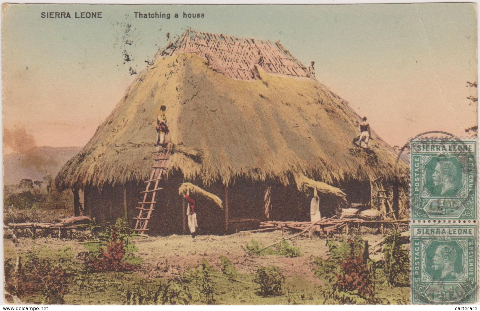 Cpa,1914,sierra Léone,fabrication D'une Maison Familiale,état D'afrique De L'ouest,entre Le Libéria Et La Guinée,mendes, - Sierra Leone