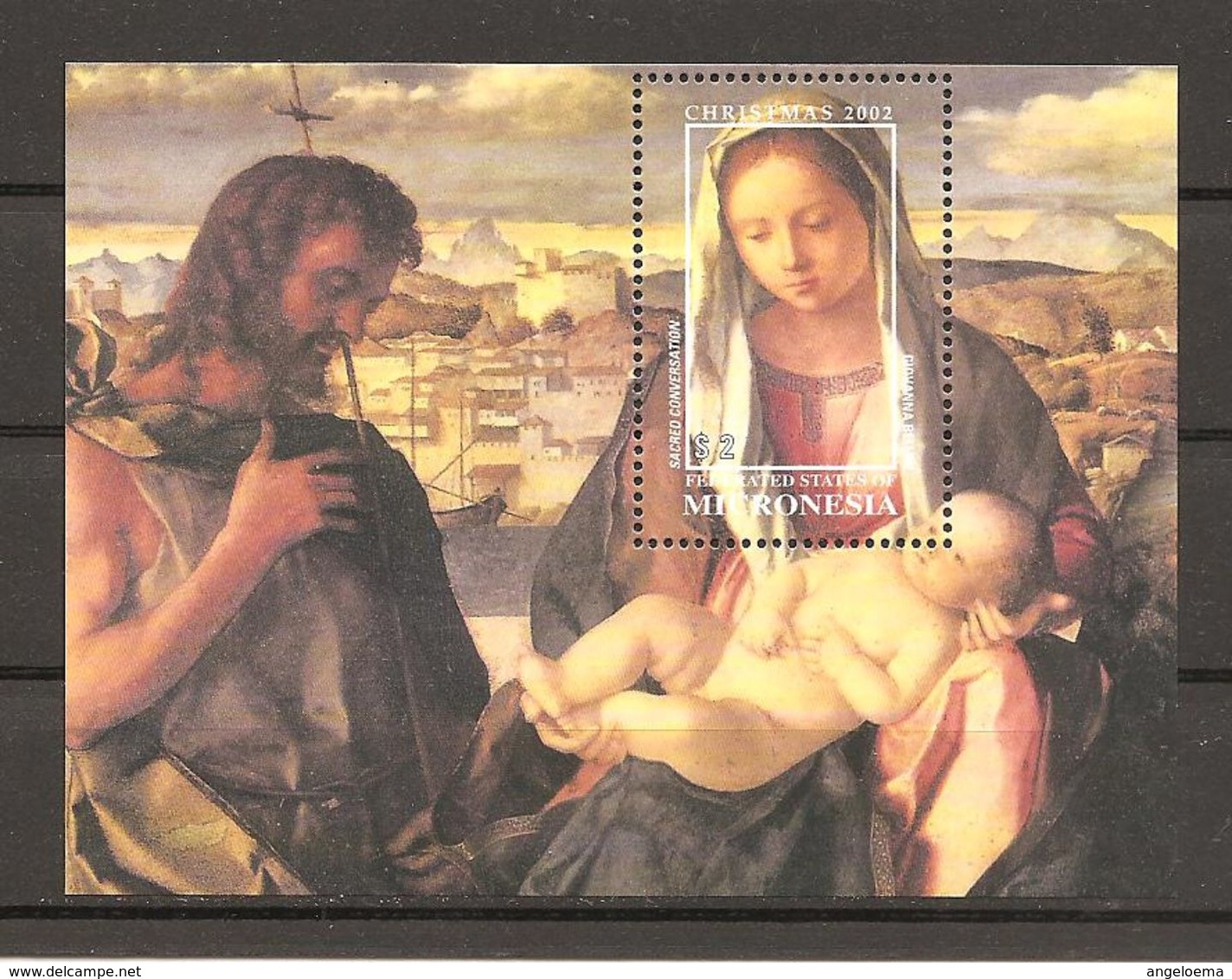 MICRONESIA - 2002 GIOVANNI BELLINI Sacra Conversazione Giovanelli  (Gallerie Accademia, Venezia) Foglietto Nuovo** MNH - Religione