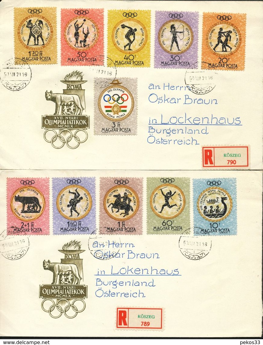 Ungarn    Mi.Nr. 1686 - 1696  FDC    Olympische Sommerspiele, Rom - FDC