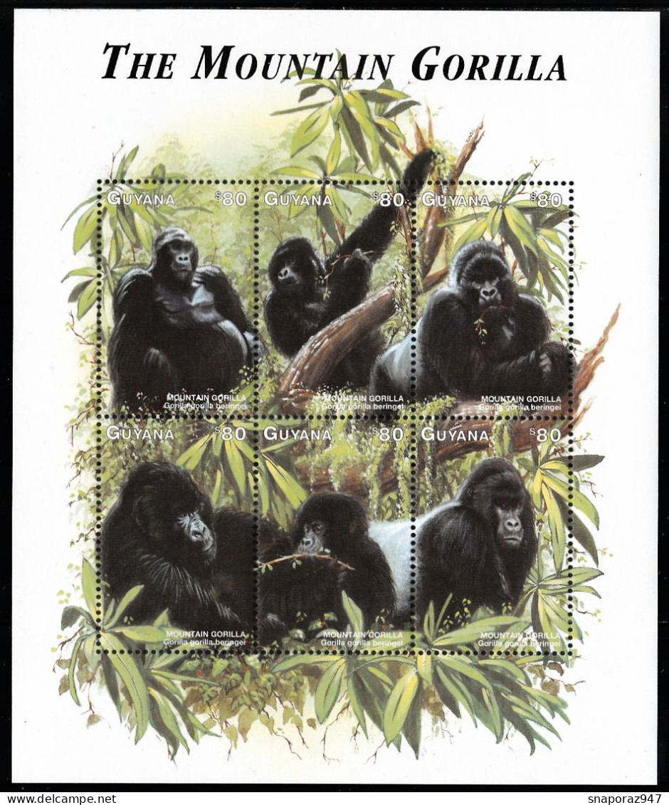 1998 Guiana Guyana Gorilla Scimmie Monkey Singes MNH** Ye77 - Gorilles