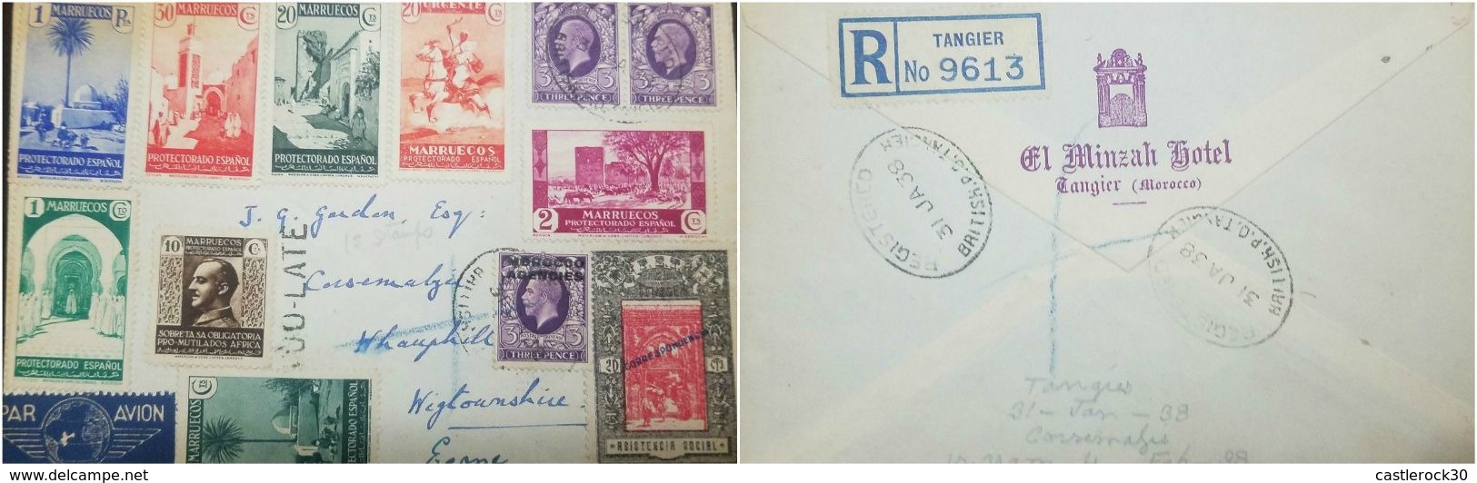 O) 1938 SPANISH MOROCCO-SPAIN, THE TAX WAS USED FOR THE DISABLE SOLDIERS IN AFRICA,CALIPH AND VIZIERS , SIDI SAIDA MOSQU - Maroc Espagnol