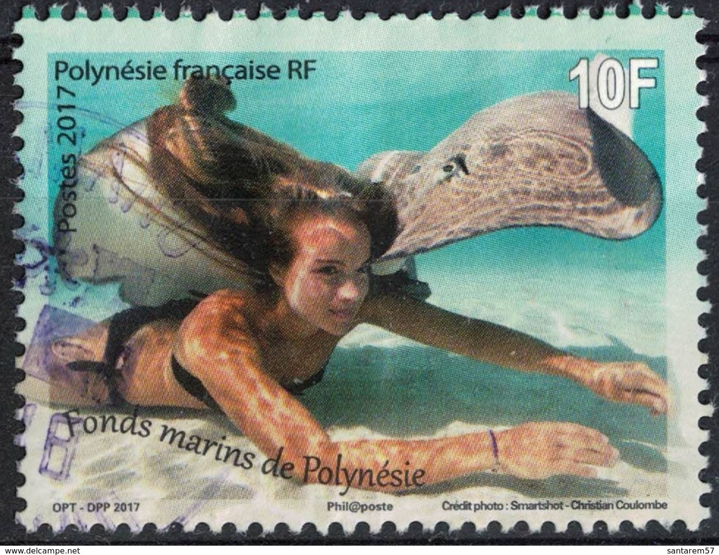 Tahiti 2017 Oblitéré Rond Daté Used Fonds Marins De Polynésie SU - Oblitérés