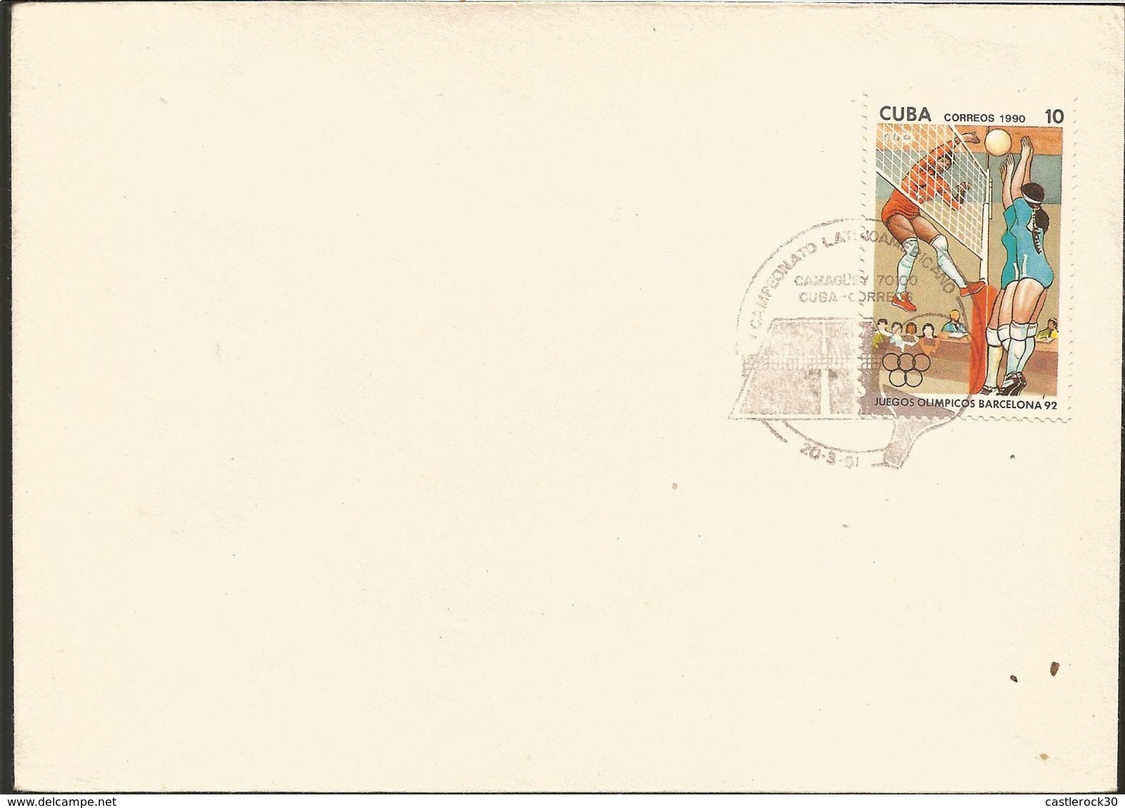 J) 1990 CUBA-CARIBE, OLYMPIC GAMES BARCELONA, LATIONAMERICAN CHAMPIONSHIP, BALLEYBALL OF WOMENS, FDC - Lettres & Documents