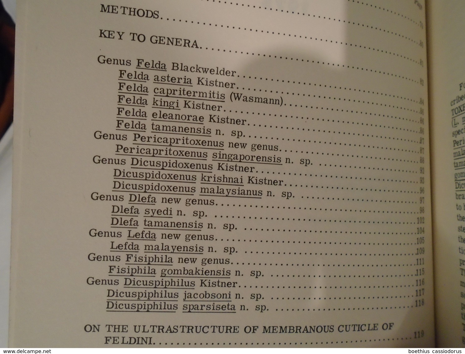 NATURAL HISTORY OF THE TERMITOPHILOUS TRIBE FELDINI (COLEOPTERA  : STAPHYLINIDAE) By DAVID H. KISTNER SOCIOBIOLOGY 1975 - Biologische Wetenschappen